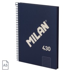 ✅ Cahier à Spirale Série Milan 1918 Format A5 Grille 5x5mm - 80 Feuilles de 95 gr/m2 - Microperforé, 2 Trous en stock