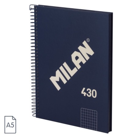 ✅ Cahier à Spirale Série Milan 1918 Format A5 Grille 5x5mm - 80 Feuilles de 95 gr/m2 - Microperforé, 2 Trous en stock