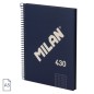 Cahier à Spirale Série Milan 1918 Format A5 Grille 5x5mm - 80 Feuilles de 95 gr/m2 - Microperforé, 2 Trous - Coloris Bleu
