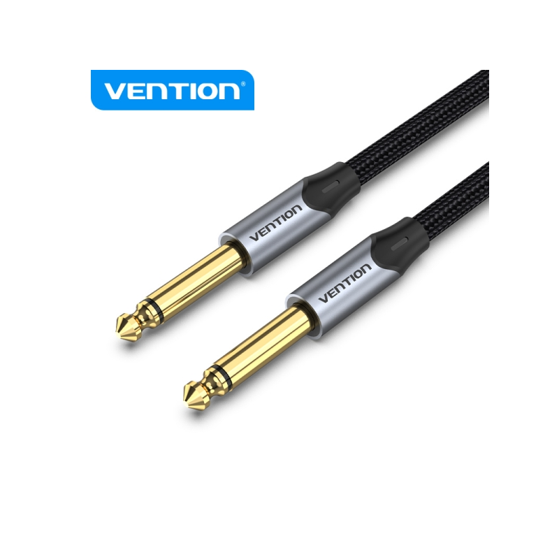 Câble Audio Vention 6,5mm 1,5m - Connecteurs TS mâles - Nickelé - Conducteur en Cuivre émaillé - Coloris Gris