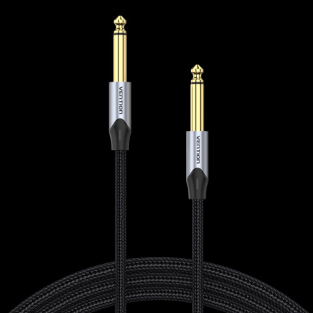 Câble Audio Vention 6,5mm 1,5m - Connecteurs TS mâles - Nickelé - Conducteur en Cuivre émaillé - Coloris Gris