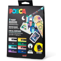 ✅ Posca Edition Limitée Pack de 8 Marqueurs Peinture PC5M + Sac Cadeau en Tissu - Pointe Arrondie 1,8-2,5 mm - en stock