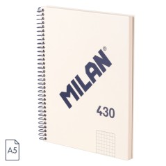 ✅ Cahier à Spirale Milan Serie 1918 Format A5 Grille 5x5mm - 80 Feuilles de 95 gr/m2 - Microperforé, 2 Trous - en stock