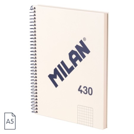 ✅ Cahier à Spirale Milan Serie 1918 Format A5 Grille 5x5mm - 80 Feuilles de 95 gr/m2 - Microperforé, 2 Trous - en stock