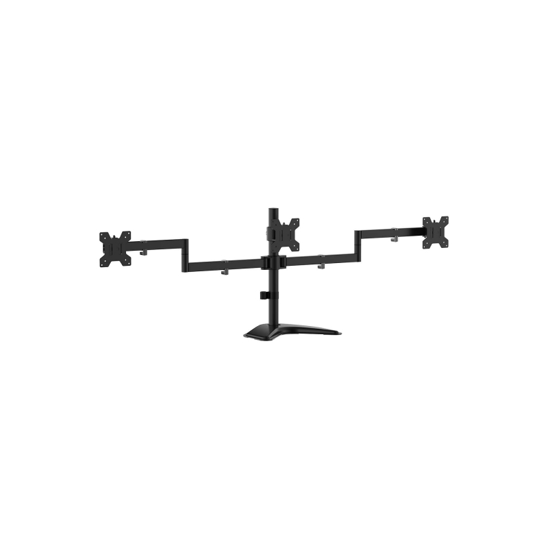 Aisens Support de Table avec Base Eco Pivotante et Inclinable pour 3 Moniteurs 10Kg (3 Pivots - 2 Bras) de 13-27" - Couleur Noir
