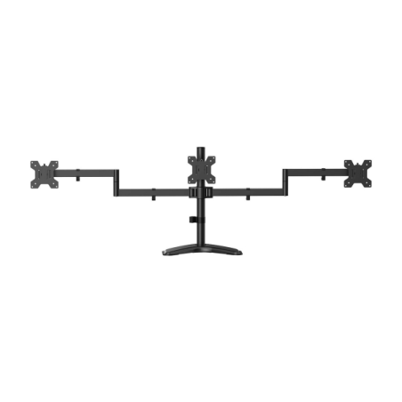 Aisens Support de Table avec Base Eco Pivotante et Inclinable pour 3 Moniteurs 10Kg (3 Pivots - 2 Bras) de 13-27" - Couleur Noir