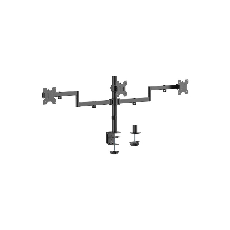 Support de table rotatif et inclinable Aisens Eco pour 3 moniteurs 10Kg (3 pivots - 2 bras) de 13 à 27" - Couleur noir