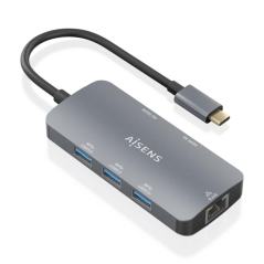 Aisens USB-C Dock 6 en 1 - USB-C vers 1xHDMI - 1xRJ45 - 3xUSB-A - 1xUSB-C PD - 15cm - Couleur Gris