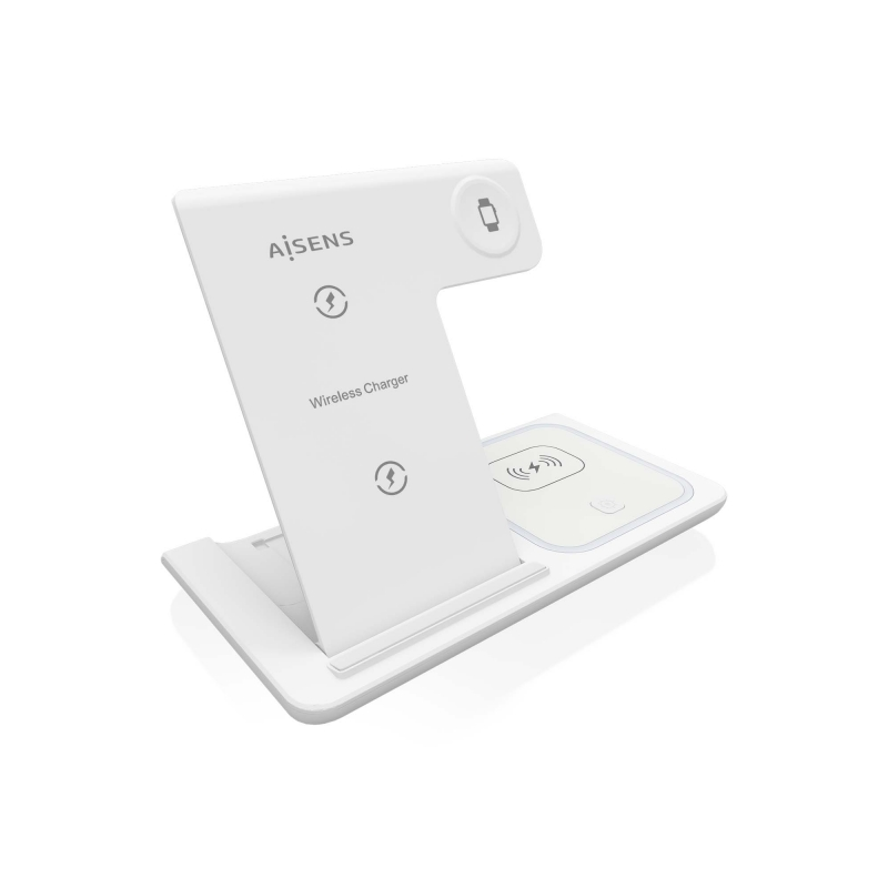 Aisens 15W 3 en 1 Chargeur sans fil USB-C pour mobile - Apple Watch - Écouteurs avec étui de chargement - Couleur blanche