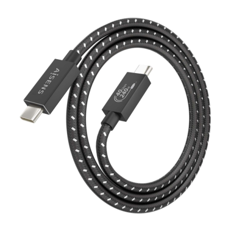 Aisens USB4 Gen3x2 Câble Aluminium 40Gbps 8K@60Hz 5A 48V 240W E-Mark - Type USB-C/M-USB-C/M - 1m - Couleur Noir
