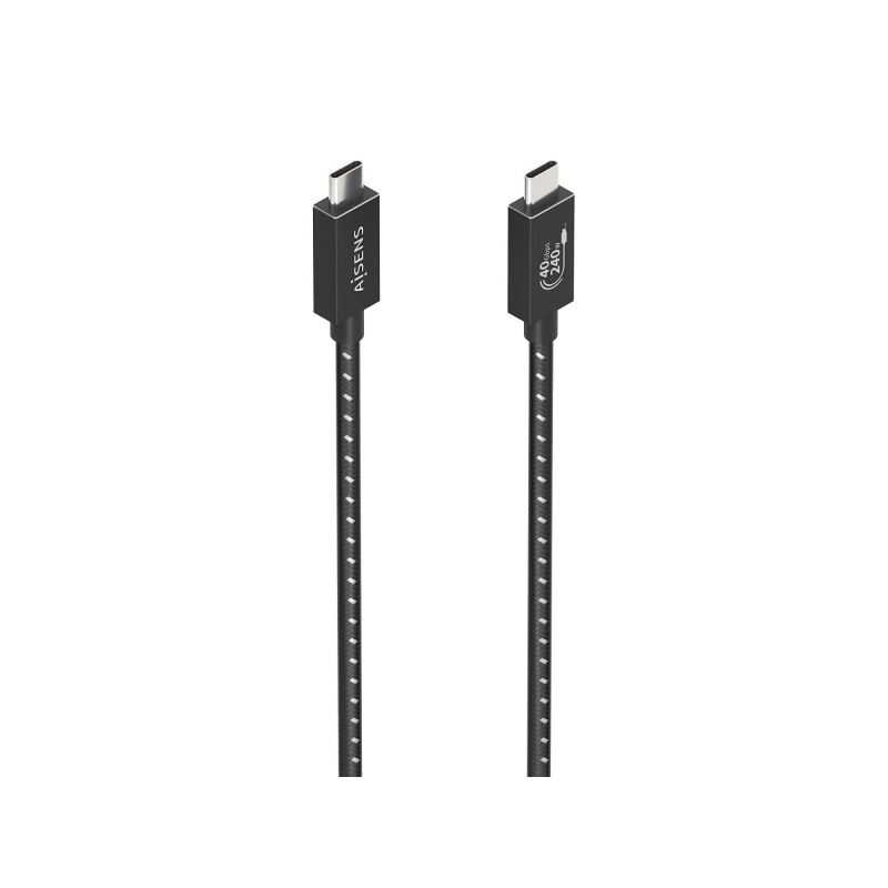 Aisens USB4 Gen3x2 Câble Aluminium 40Gbps 8K@60Hz 5A 48V 240W E-Mark - Type USB-C/M-USB-C/M - 0.5M - Couleur Noir