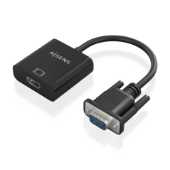 Aisens Câble Convertisseur SVGA+Audio vers HDMI - SVGA/M+Jack 3.5/H+USB Microb/H-HDMI A/H - 20cm - Noir