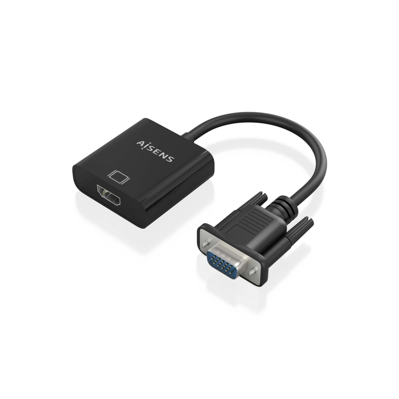 Aisens Câble Convertisseur SVGA+Audio vers HDMI - SVGA/M+Jack 3.5/H+USB Microb/H-HDMI A/H - 20cm - Noir