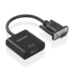 Aisens Câble Convertisseur SVGA+Audio vers HDMI - SVGA/M+Jack 3.5/H+USB Microb/H-HDMI A/H - 20cm - Noir