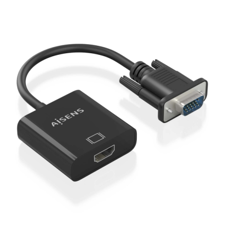 Aisens Câble Convertisseur SVGA+Audio vers HDMI - SVGA/M+Jack 3.5/H+USB Microb/H-HDMI A/H - 20cm - Noir