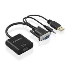 Aisens Câble convertisseur SVGA+Audio vers HDMI - SVGA/M+Jack 3.5/M+USB-A/M-HDMI A/H - 20cm - Couleur Noir