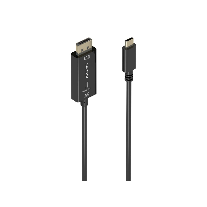 Câble convertisseur bidirectionnel USB-C vers Displayport Aisens 8K @ 60 Hz - USB-C/M-DP/M - 1,8 m - Couleur noire