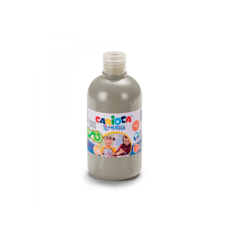Bouteille Carioca Tempera 500 ml - Super lavable - Facile à mélanger - Haute opacité - Couleur Argent