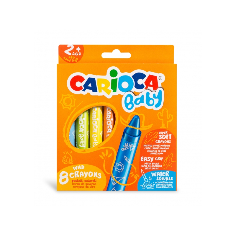 Carioca Lot de 8 crayons Baby 2+ - Super doux - Grande dimension pour une prise en main facile - Écriture fluide - Couleurs