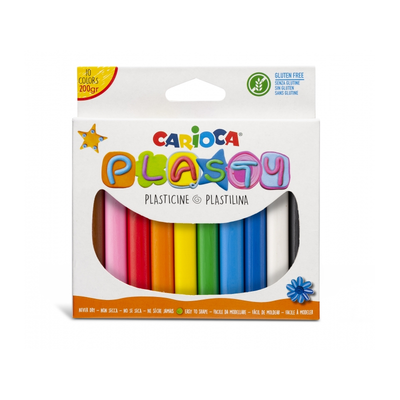 Carioca Lot de 10 pâtes à modeler - Faciles à utiliser - Ne sèchent pas - Réutilisables - Couleurs vives et miscibles - Sans