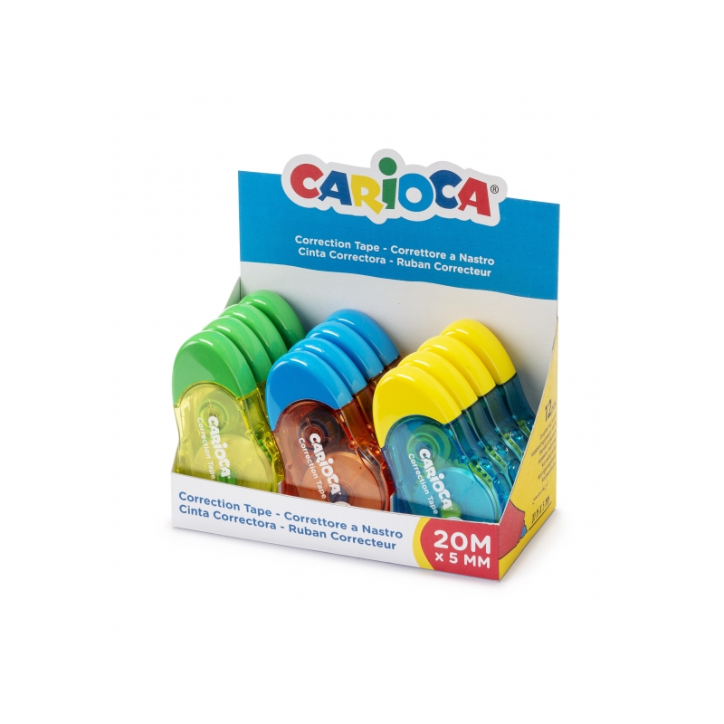 Correcteur ruban Carioca 20m x 5mm lot de 12 couleurs assorties Correcteur ruban Carioca 20m x 5mm lot de 12 couleurs assorties