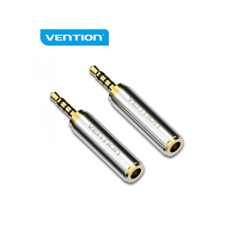 Adaptateur Vention Jack 2,5 mâle vers Jack 3,5 femelle - Couleur argent