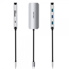 Station d'accueil USB-C 7 en 1 Vention HDMI 4K Gris 0,15m