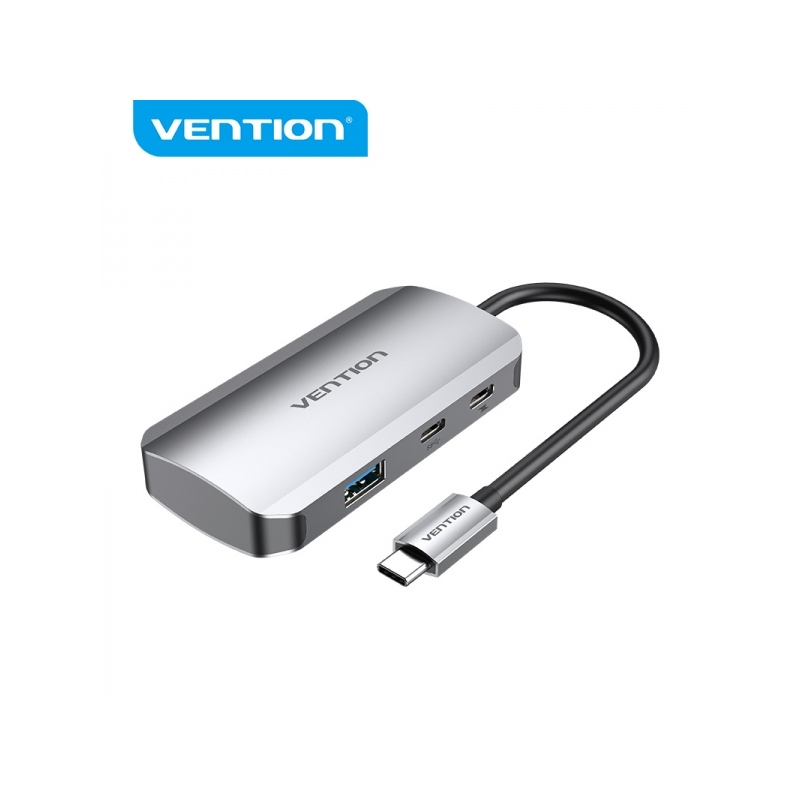 Vention HUB 5 en 1 USB-C vers 3xUSB3.0/USB-C Gen1/PD100W - 0,15m - Couleur Gris