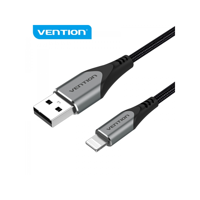Câble Vention USB-A vers Lightning - 2,4A - 15W - 480Mbps - MFI - 1m - Couleur Gris