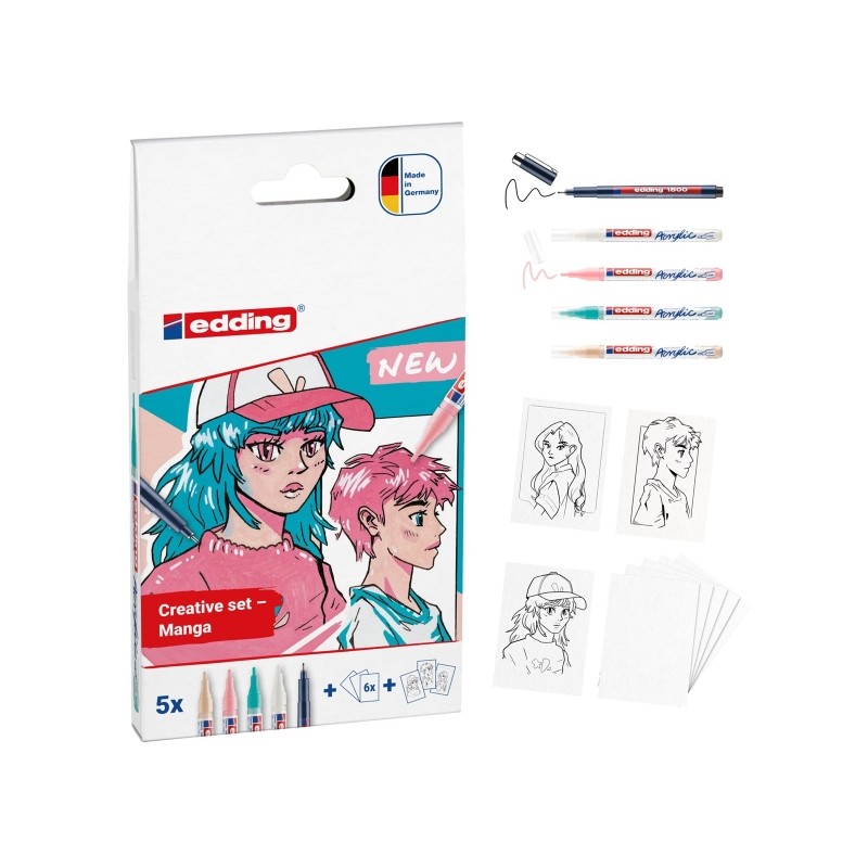Edding Set Manga Acrylique 4 Feutres 5300 + Accessoires
