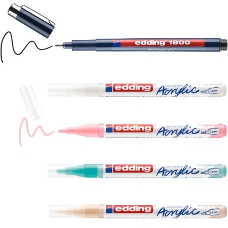 Edding Set Manga Acrylique 4 Feutres 5300 + Accessoires