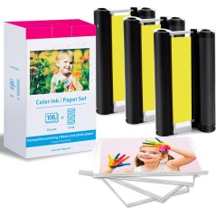 ✅ Pack compatible KP-108IN, encre et 108 feuilles de papier photo, 100 x 148 mm - Remplace 3115B001 couleur pack en stock