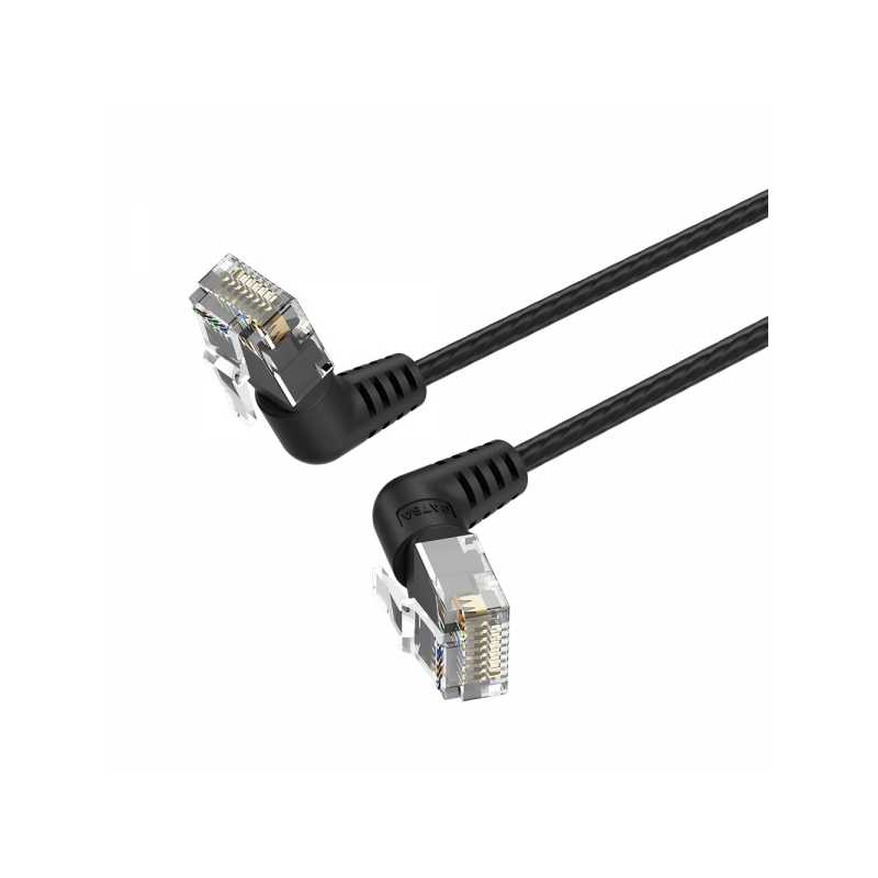 Vention UTP RJ45 Slim Cat.6A Câble Réseau Tête Rotative 360º Angle Droit - 0,5m - Couleur Noir