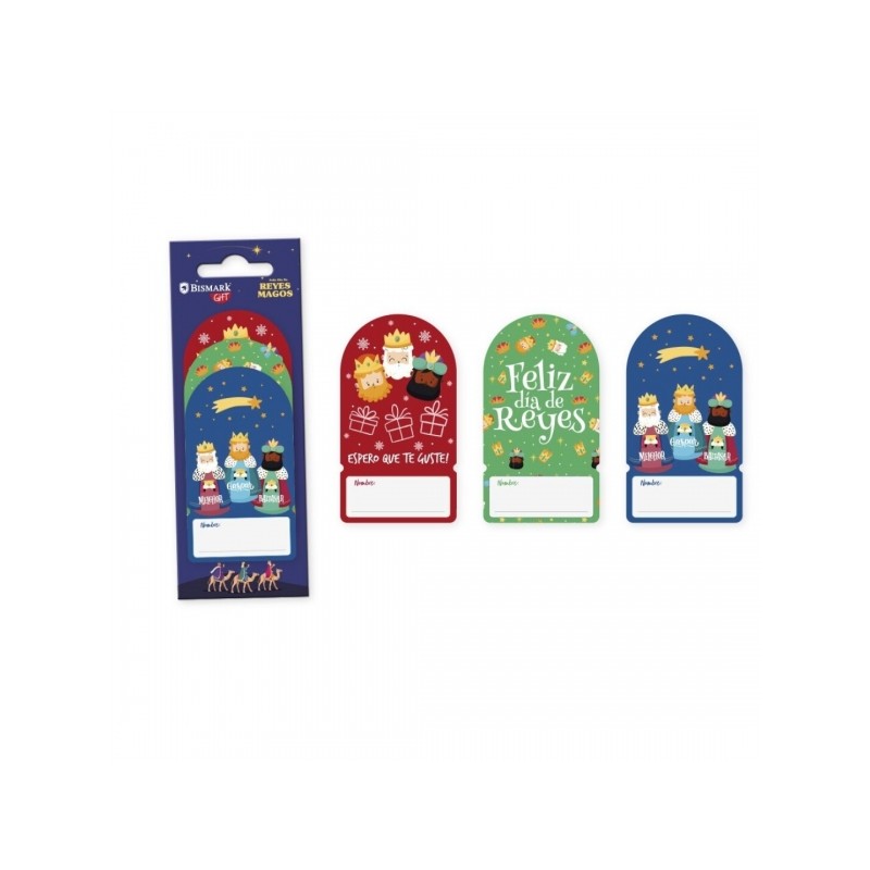 Bismark Lot de 6 étiquettes adhésives de Noël pour cadeaux – 3 motifs trois sages – Espace pour écrire