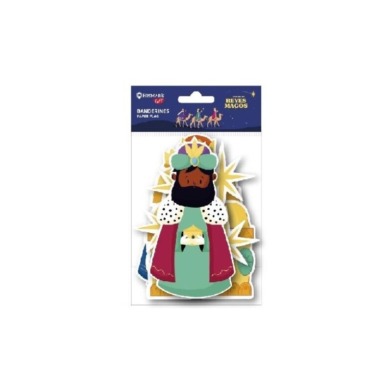 Bismark Lot de trois fanions en papier à suspendre – Rois, étoiles et coffres – Corde non incluse