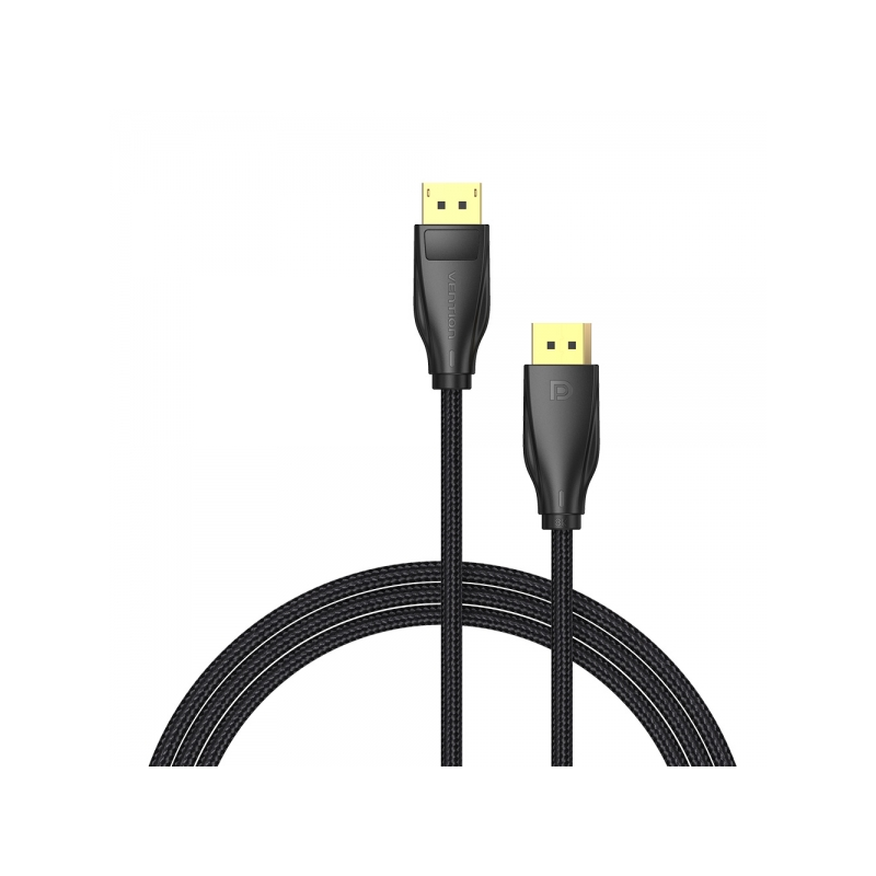 Câble Vention DisplayPort 1.4 8K DP vers DP Coton Tressé - 3m - Couleur Noir