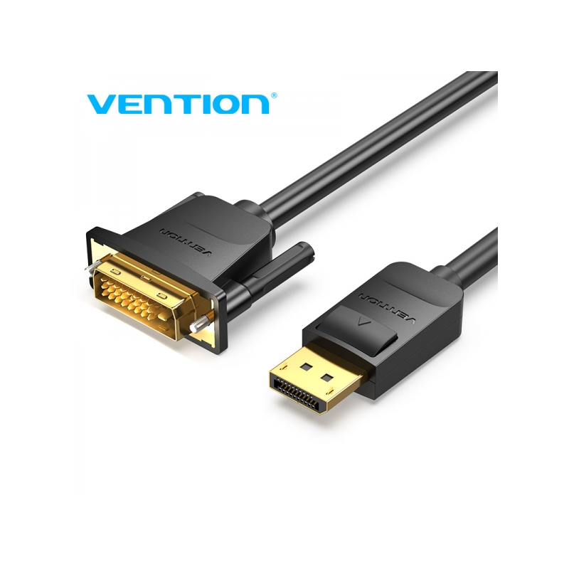 Câble convertisseur Vention Displayport mâle vers DVI mâle - 2 m - Couleur noire