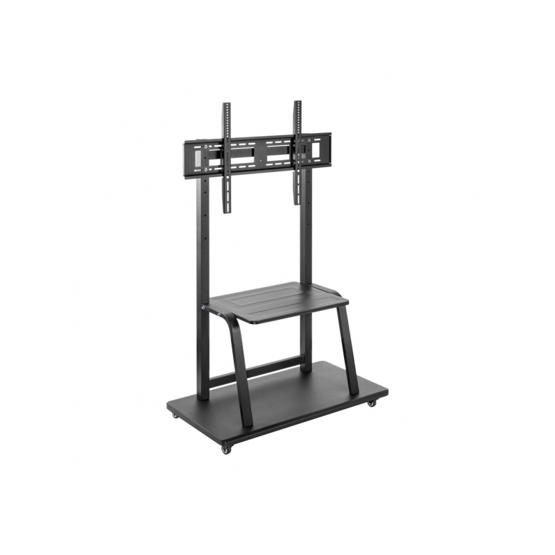 Support de sol Aisens Eco avec roulettes et plateau DVD - Acier haute résistance - Peinture électrostatique - Roues avec frein