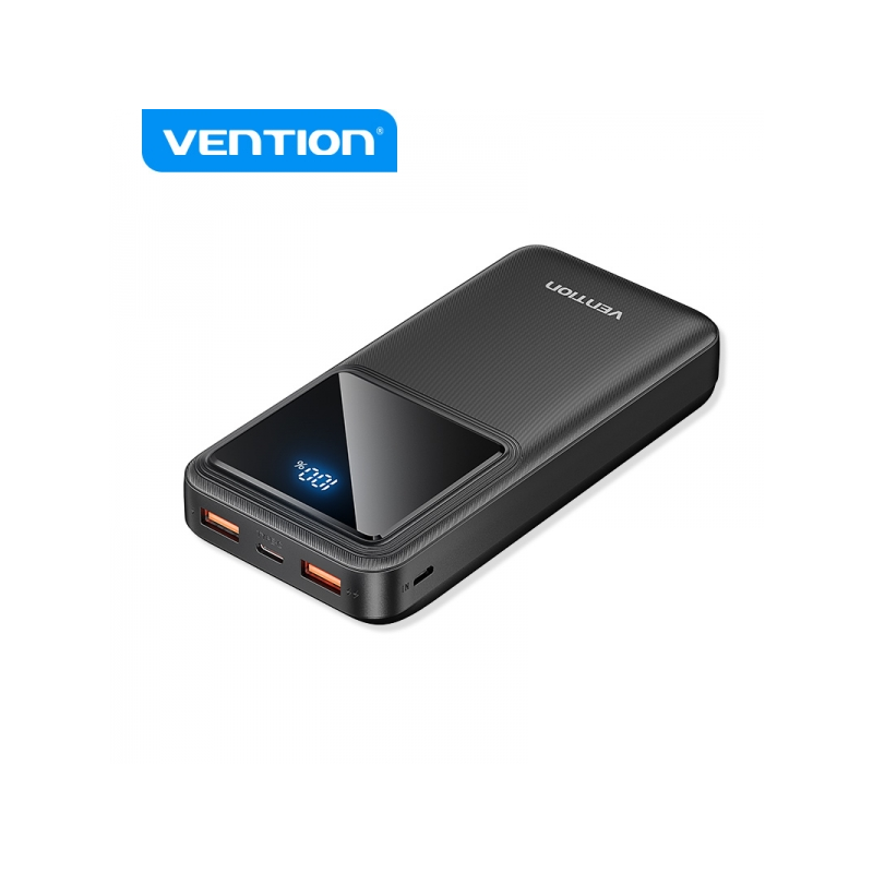Batterie Vention Powerbank 20000mAh 22,5W USB (C+A+A) avec écran LED - Couleur noire