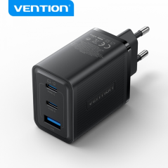 ✅ Chargeur Mural Vention GaN 3 Ports USB (C + C + A) (65W/65W/30W) - EU - Couleur Noir couleur Noir en stock