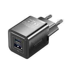 ✅ Chargeur mural Vention GaN 2 ports USB (C+A) (30W/30W) - Chargement rapide UE - Couleur noir couleur Noir en stock