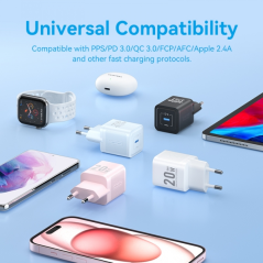 ✅ Chargeur mural Vention GaN USB-C - Chargement rapide UE - Couleur bleue couleur bleu en stock