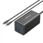 Chargeur GaN portable Vention 6 ports (200W/140W/45W/20W/18W/18W) - Kit de câbles noirs UE