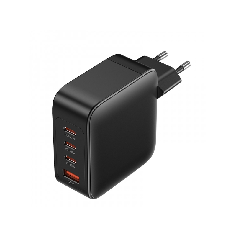 Vention GaN Chargeur Mural 4 Ports PD 140W (140W/140W/30W/30W) - Kit Câble Noir EU