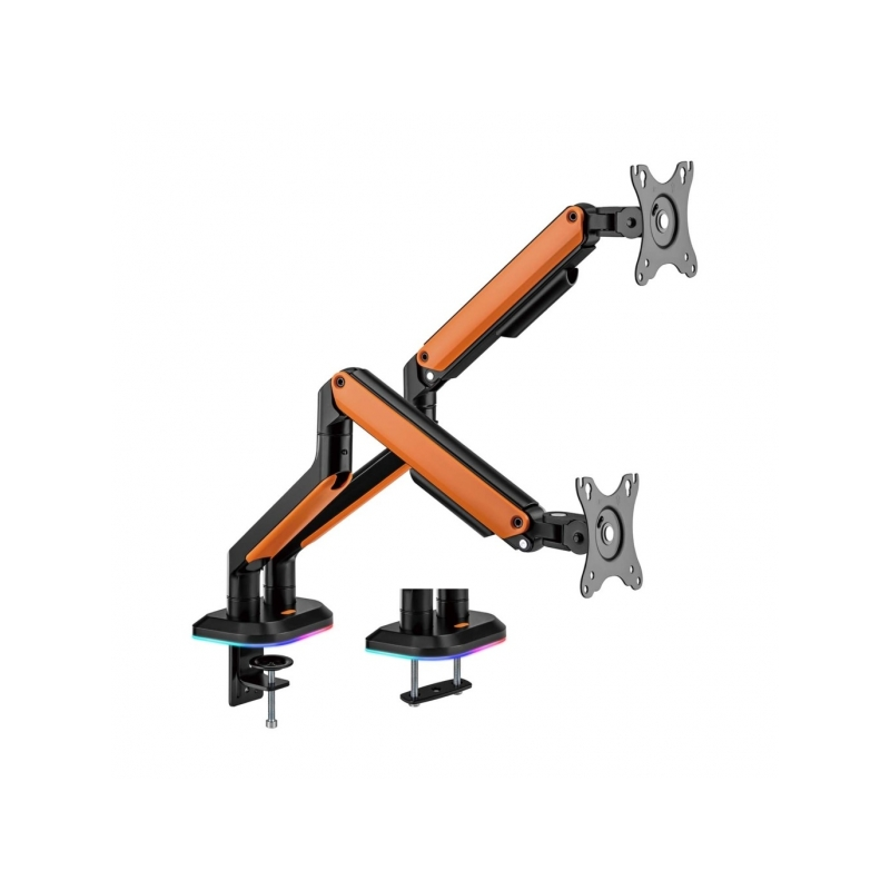 Aisens Support de table de jeu professionnel RGB - Rotatif et inclinable - Acier haute résistance - Éclairage d'ambiance