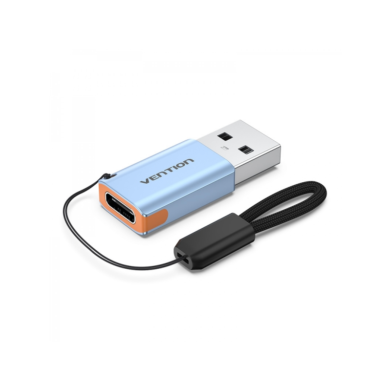 Adaptateur USB 3.1 mâle vers USB-C femelle avec lanière Vention - Aluminium gris