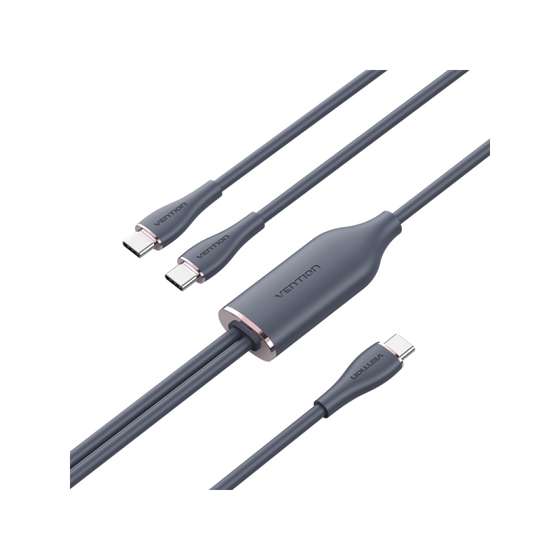 Câble Vention USB-C Mâle vers 2xUSB-C Mâle - 1,5m - Couleur Rose