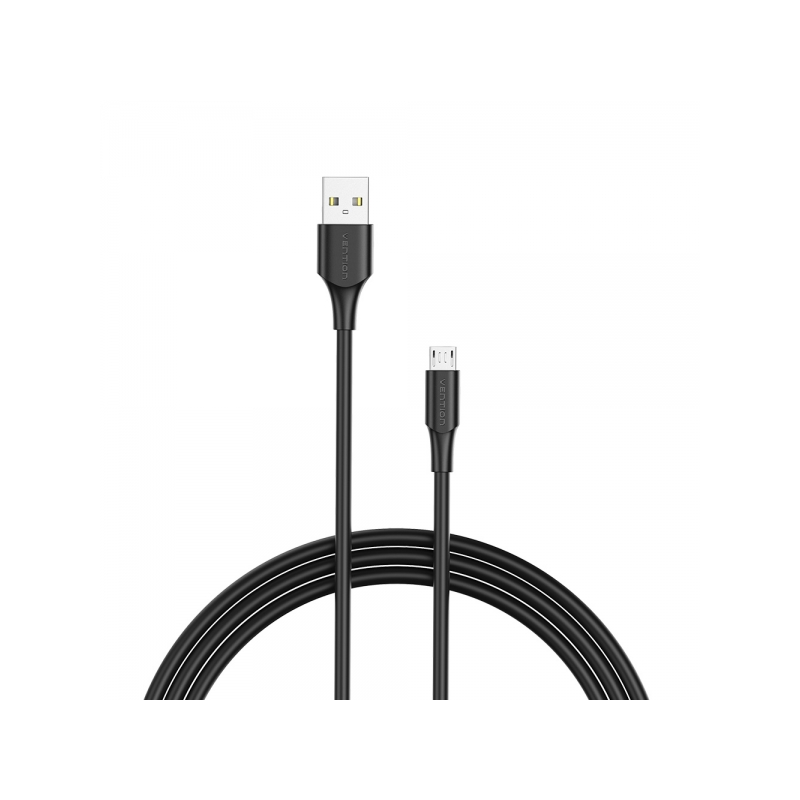 Câble Vention USB 2.0 Mâle vers MicroUSB Mâle - 2m - 3A - 60W - 480Mbps - Couleur Noir