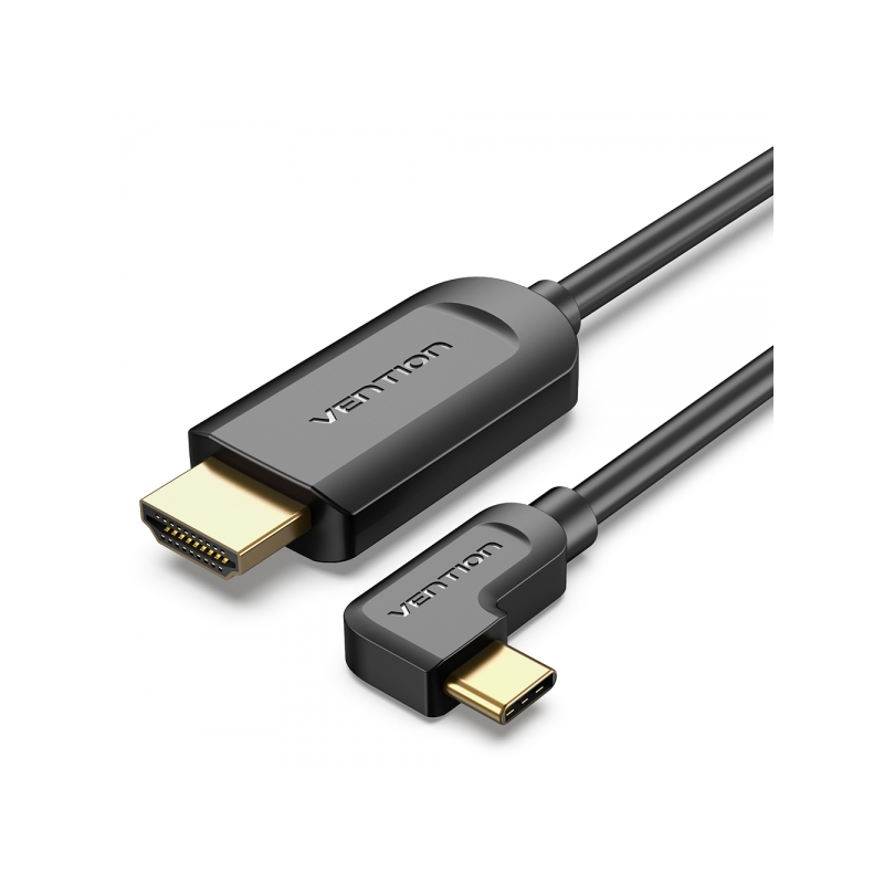 Câble USB-C Mâle vers HDMI 2.0 Mâle à Angle Droit Vention - 1,5 m - Noir