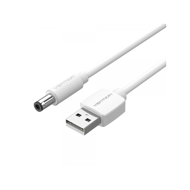 Câble d'alimentation Vention USB-A mâle vers DC 5,5 mm mâle - 1,5 m - Couleur blanche